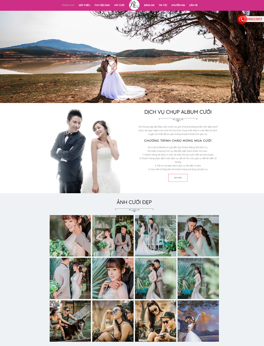 Theme wordpress dịch vụ chụp ảnh cưới Ni-bridal