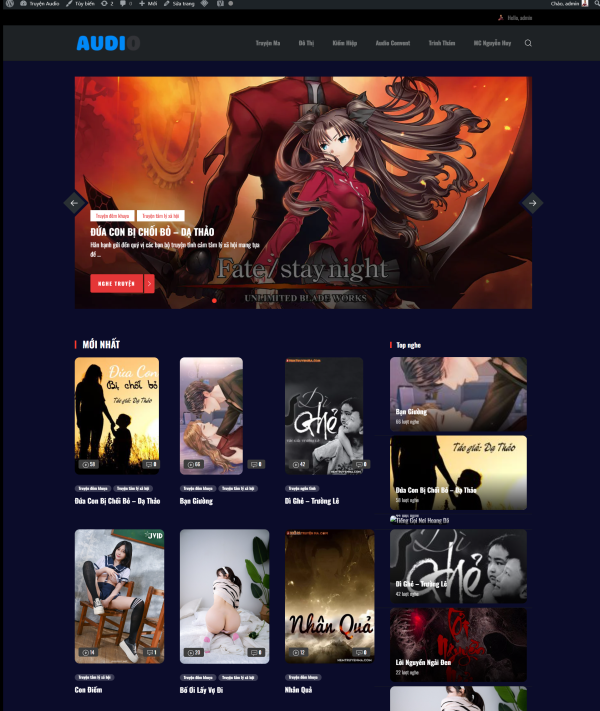Theme truyện audio - website truyện audio, sách nói (Ver 5.0)