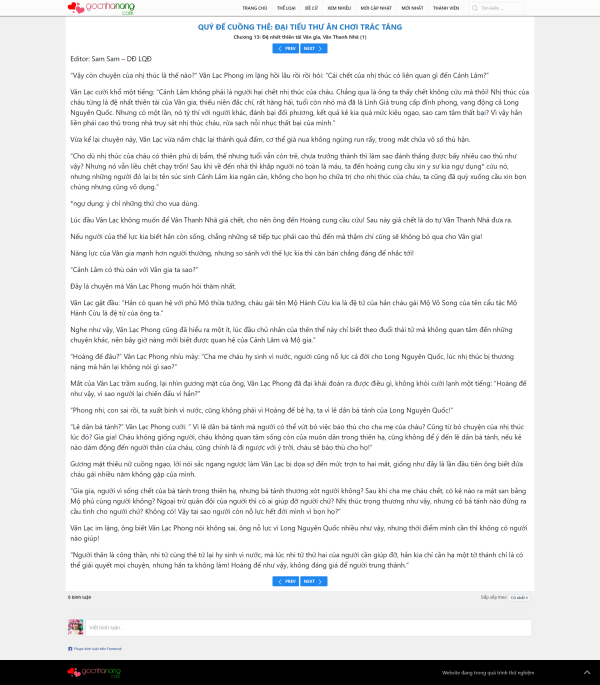 Giao diện website truyện tranh/ truyện chữ gocnhanang (bản cũ) - Ảnh 4
