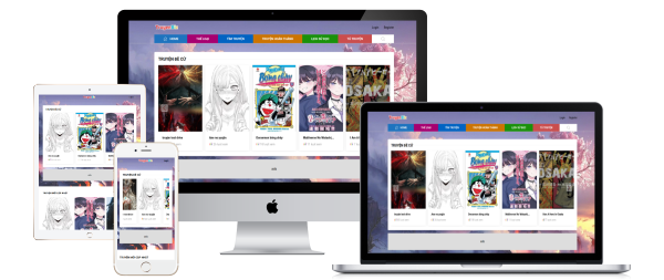 Giao diện website truyện tranh dùng drive google là storage lưu ảnh