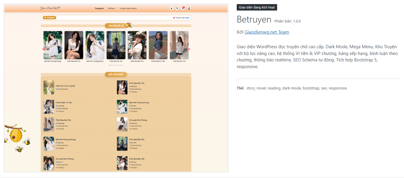 Betruyen — Theme WordPress Đọc Truyện Chữ Đơn Giản Nhưng Mạnh Mẽ
