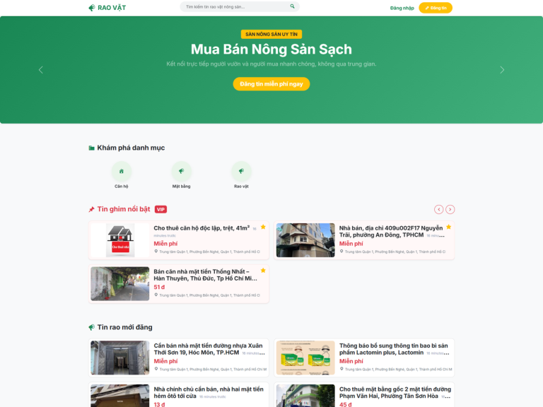 Mã Nguồn Website Rao Vặt Chuyên Nghiệp – Theme WordPress Rao Vặt Tích Hợp Thanh Toán Tự Động